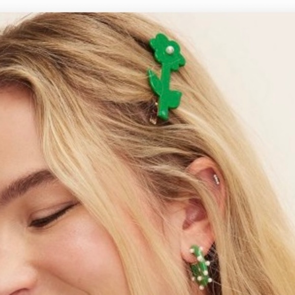 NWT 3pk Floral Hair Clip - kate spade new york x Target™ Green/Cream/Black main image 5